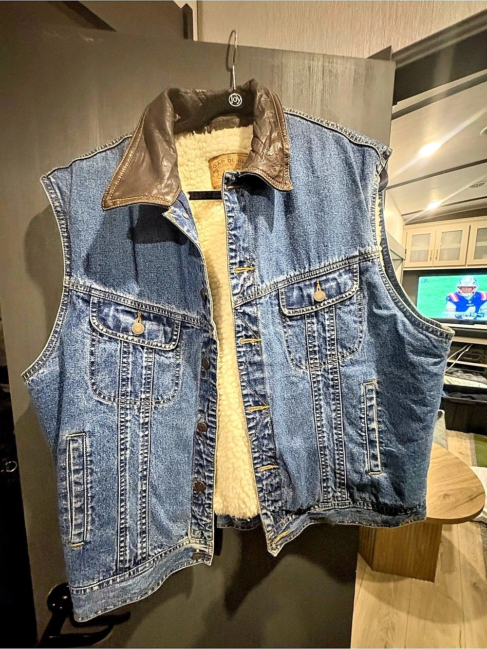 Denim Sherpa-Lined Vest Size Large